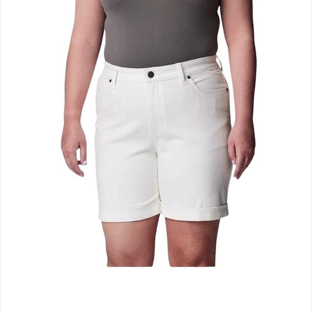 Simply Vera Wang Womens White High Rise Bermuda Jean Shorts Plus Size 22W New